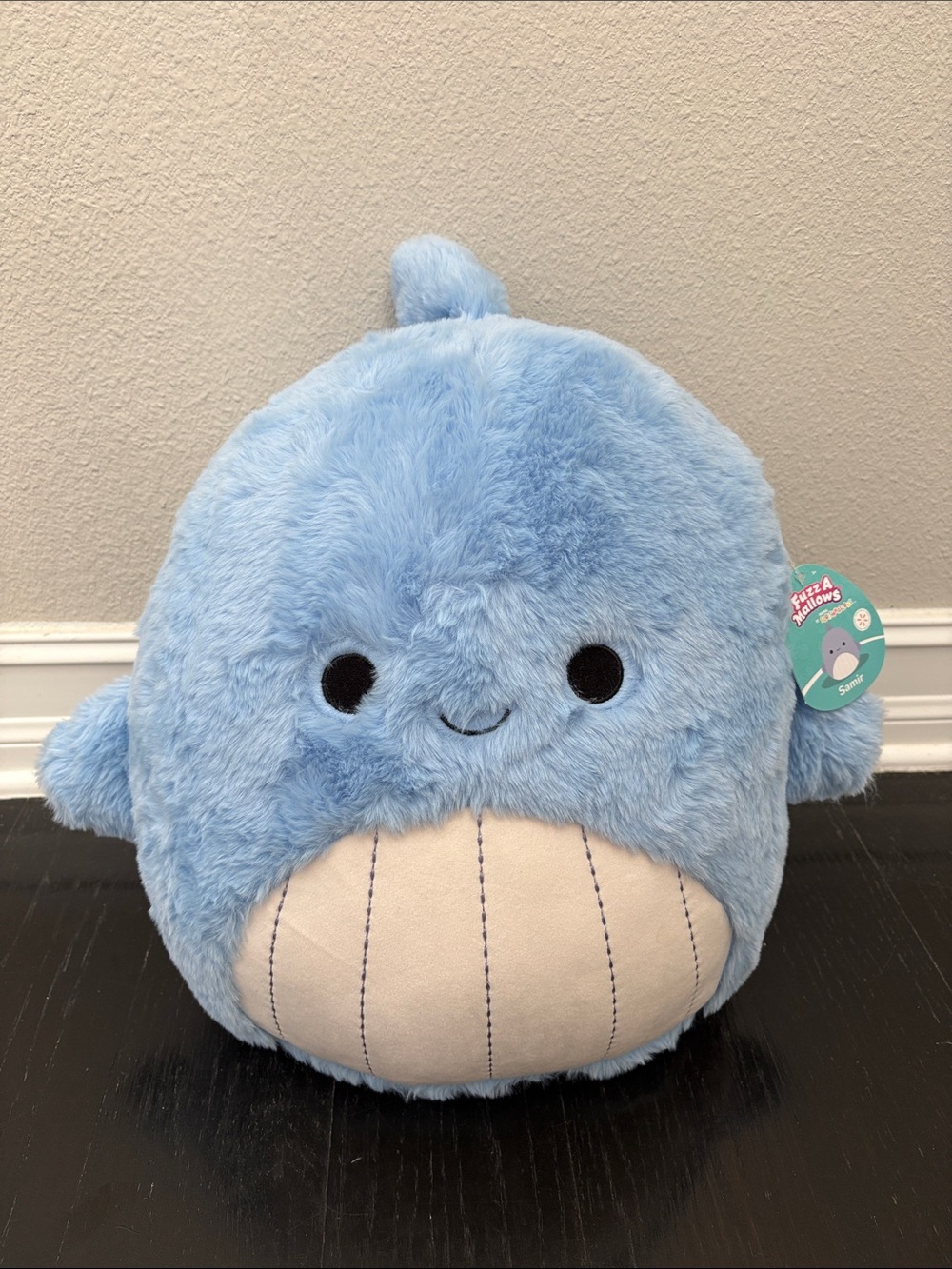 Squishmallows FuzzAMallow Official 16 inch Samir the Blue Whale